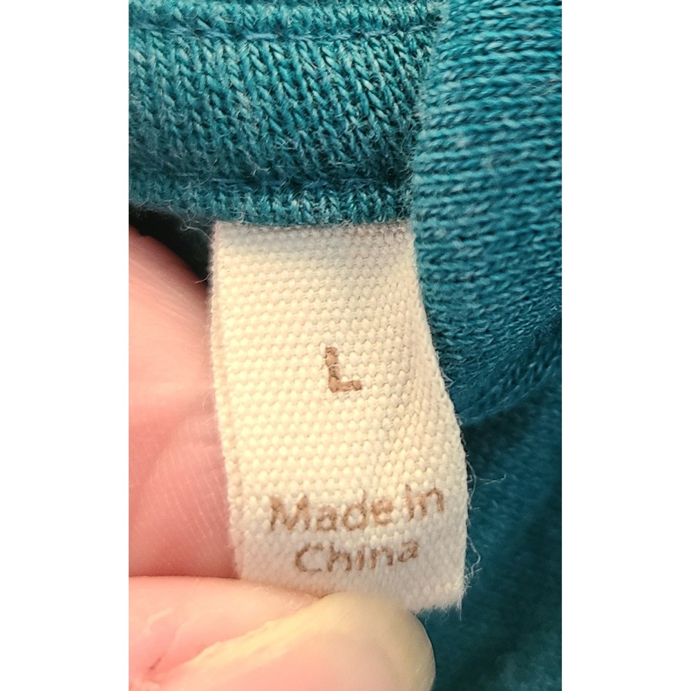 Soft Surroundings Brinley Teal Cowl Neck Button Tunic Sweatshirt L 2EZ87 599FA22 - Picture 6 of 8